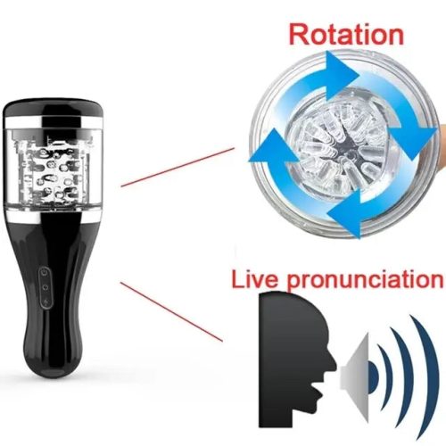 360 Rotation Masturbation Cup Intelligent Voice Black  Functions Adult Luxury