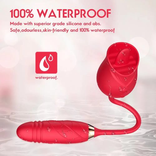 3 in 1 Au-Rose-Licking Rose Toy with Dildo Red Waterproof Vibrating Licking Vibrator Adult Luxury