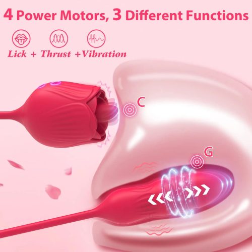 3 em 1 Au-Rose-Licking Rose Toy com Vibrador Dildo Red Power Motor Adulto Luxo