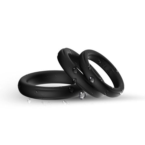 Black Stretchy Silicone Cock Ring Set (3 Pack) Adult Luxury