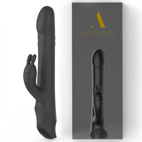 Drywell Rotating & Thrusting Rabbit Vibrator - Black Adult Luxury