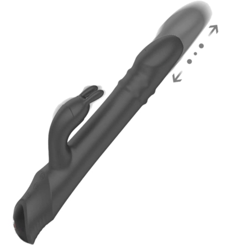 Drywell Rotating & Thrusting Rabbit Vibrator - Black Adult Luxury