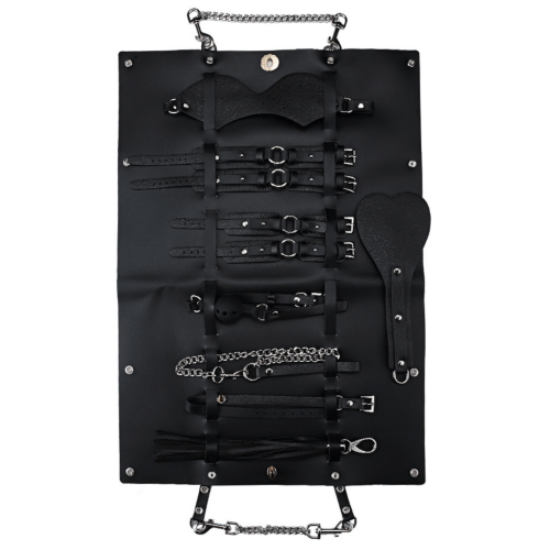 Premium Leather Bondage Set In Black With Bag Adult Luxury