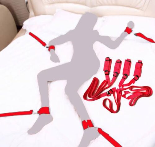 Red Velvet Bed Restraints Adult Luxury