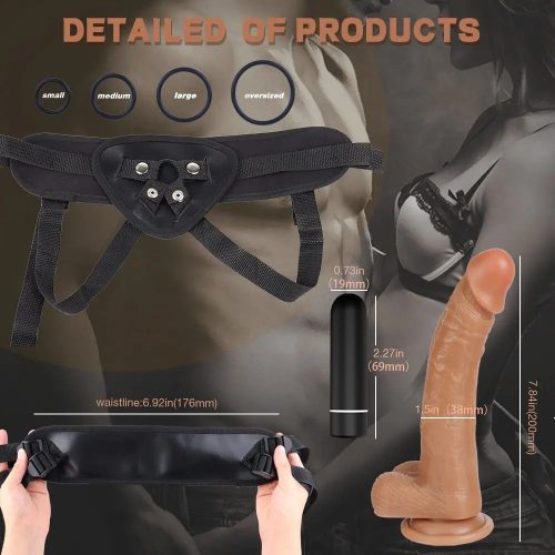 Amorous Vibrating Dildo With Strap On + Bullet & Cock Rings Size Adult Luxury