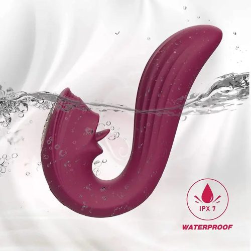 Zuri: Licking Luxury G- Spot & Clitoris Vibrator Wine Red Waterproof Licking Vibrator Adult Luxury