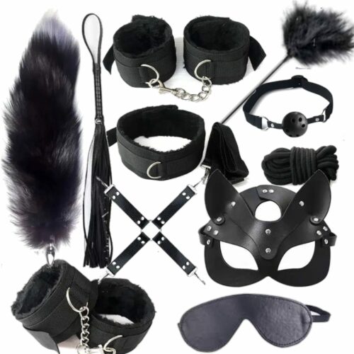 Black Exotica Couples Fun Bondage & Toy Set (14 Pieces)